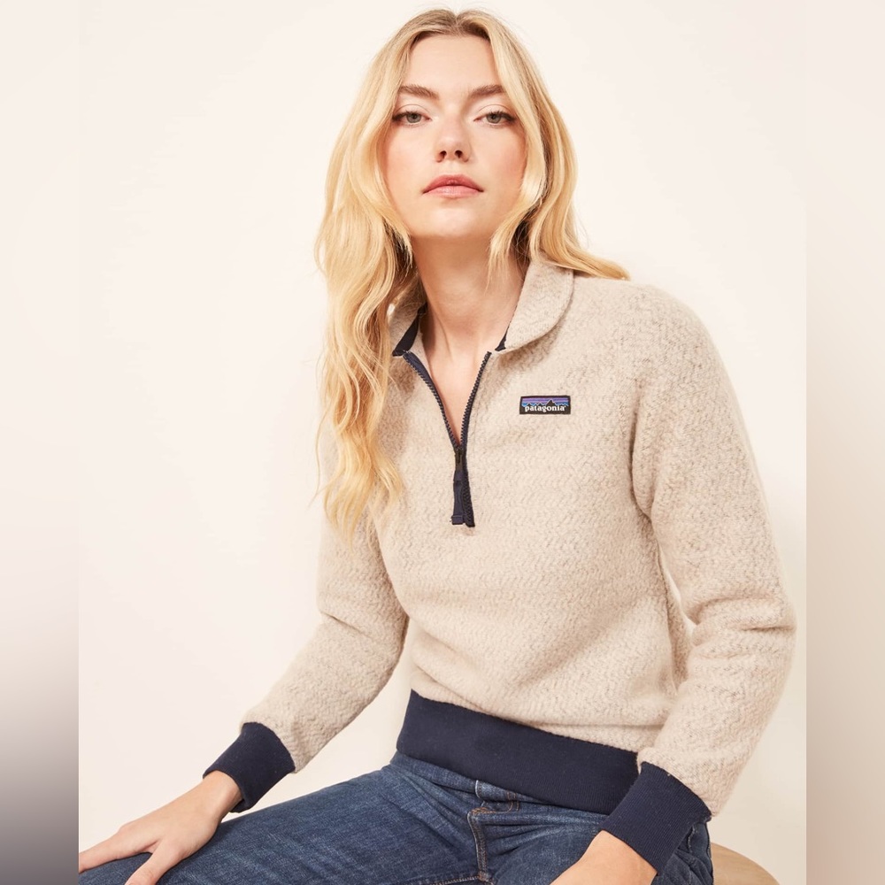 Patagonia Woolyester Fleece Pullover Quarter Zip in Oat Color— Size Small